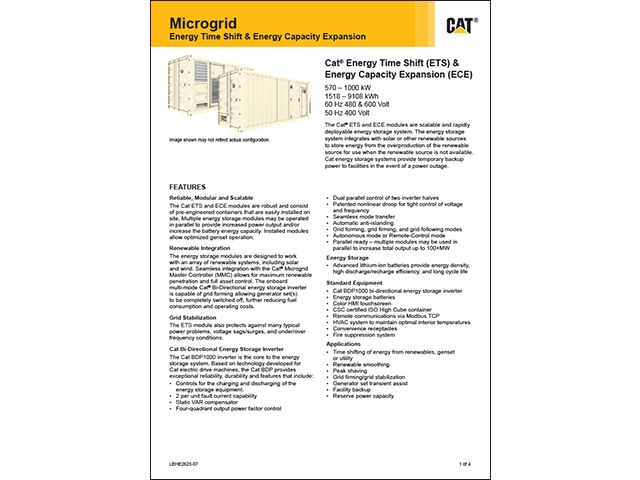 Cat Energy Time Shift (ETS) & Energy Capacity Expansion (ECE)