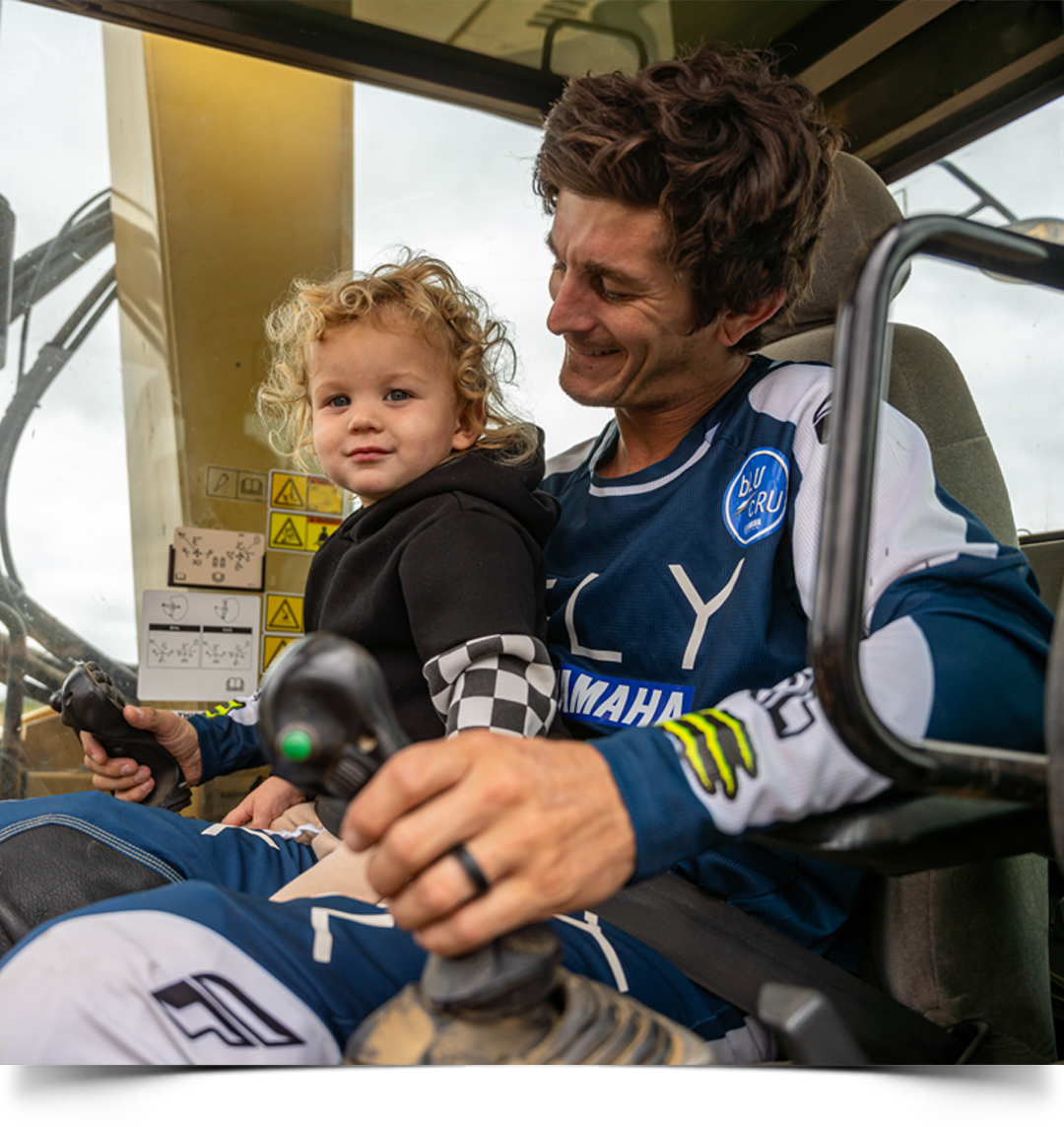 Jarryd in cab with kid