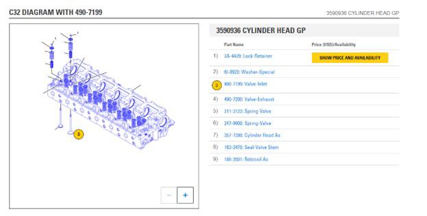 C32 Diagram 490-7199 Cylinder Head