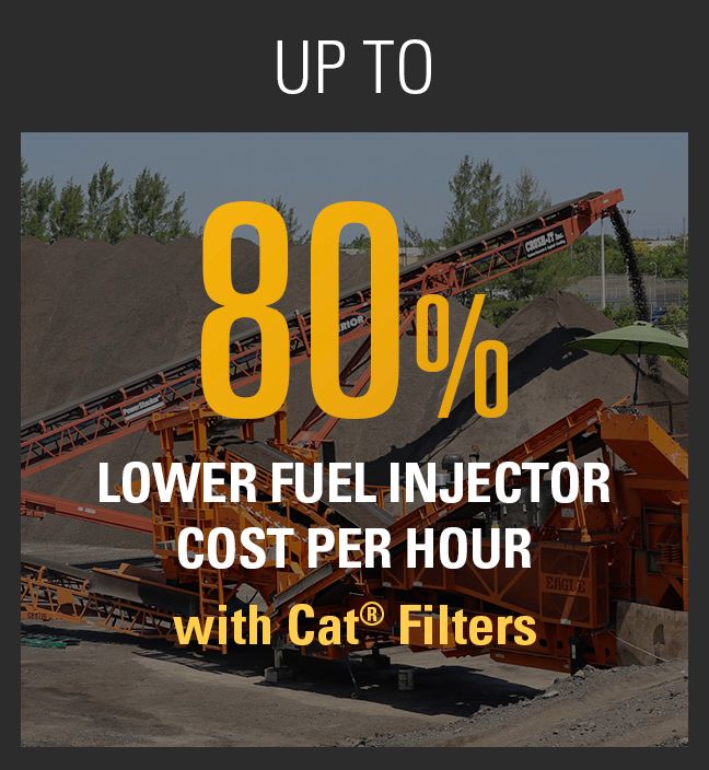 Up to 80% lower fuel injector cost per hour with Cat Filters