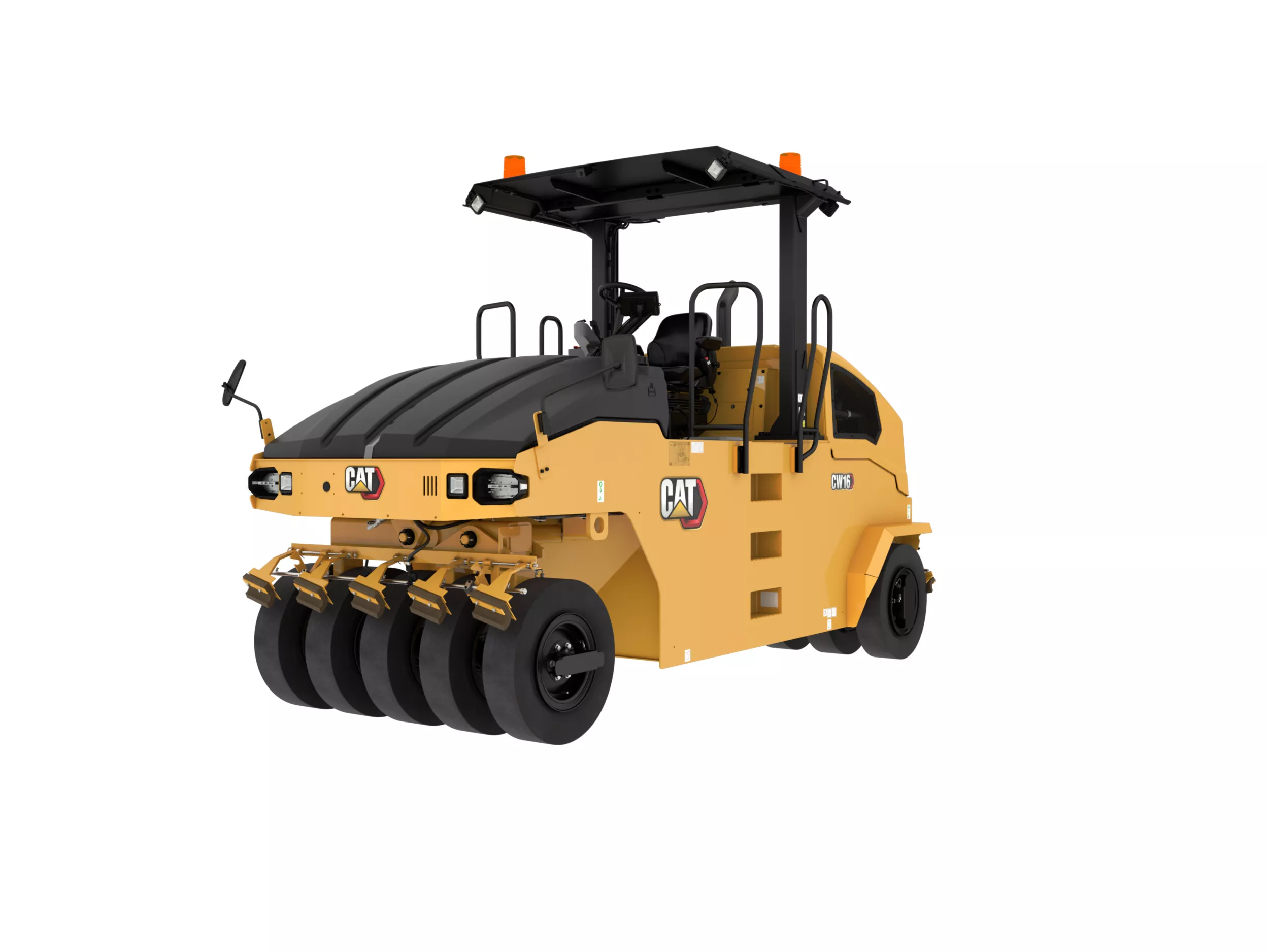 Cat® CW16 adalah Roller Pneumatik 9 roda standar dengan rentang bobot kerja 5200 kg hingga 15.000 kg (11.164 lb - 33.069 lb) dan lebar pemadatan 1754 mm (69"). Opsi 11 roda opsional meningkatkan lebar pemadatan hingga 2132 mm (84").