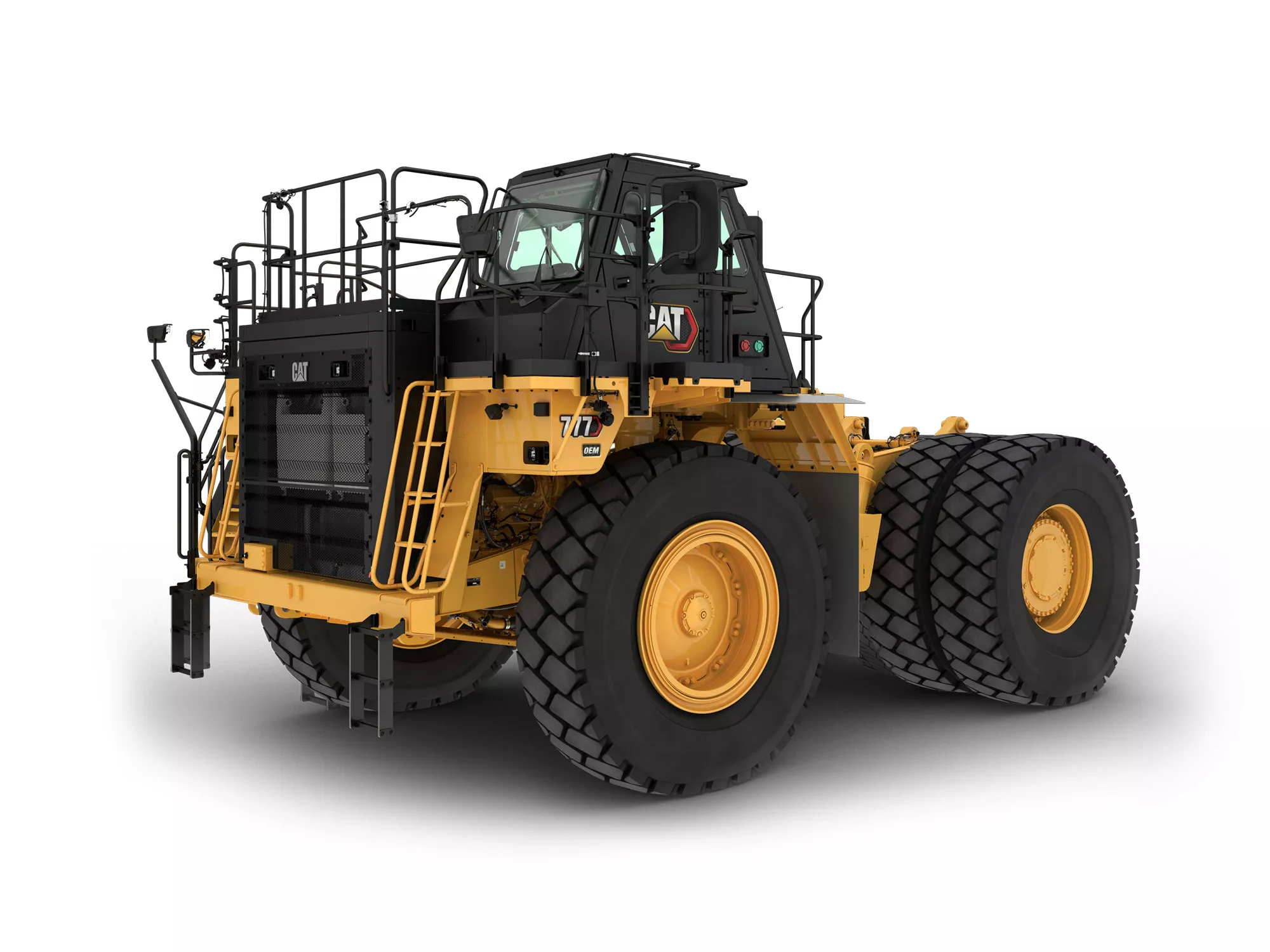 Cat 777（05）净底盘拥有包括水车、牵引车、燃料卡车和润滑油卡车在内的专用机器所需的较高牵引车 ROPS 认证等级。
