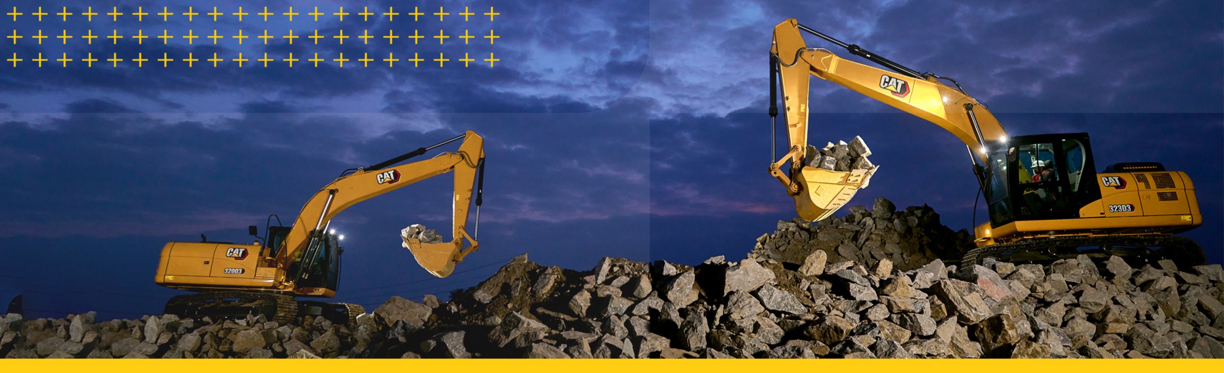 Two Excavators on a Rock Hill