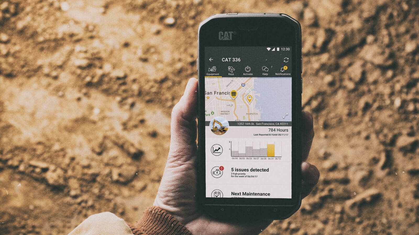 Close image of a cellular device showing Cat techonolgy