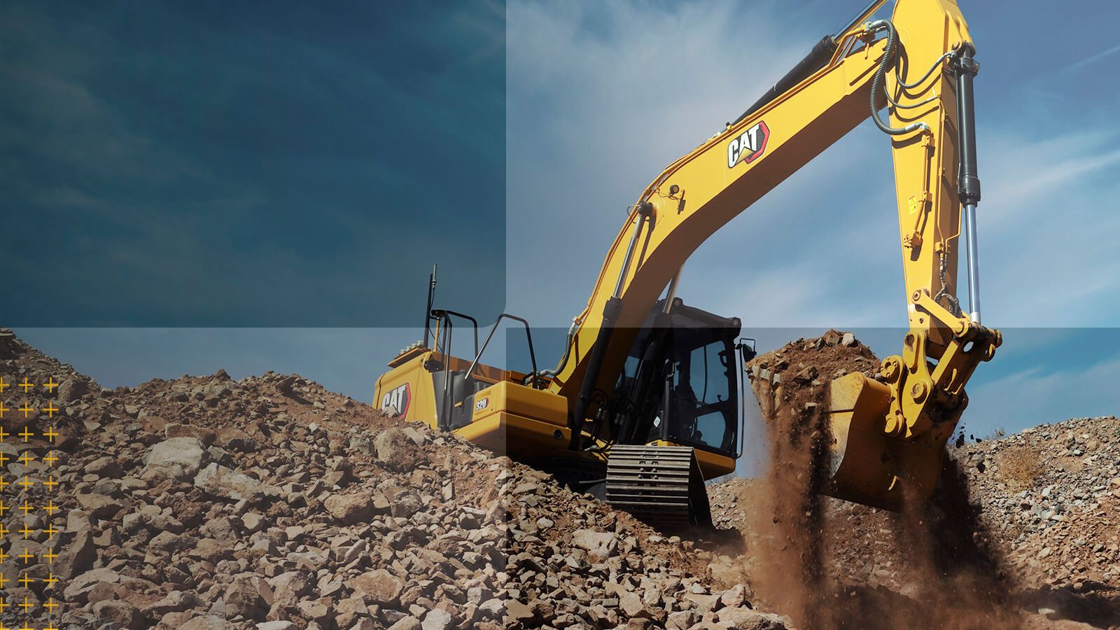 Excavator picking up dirt on a jobsite