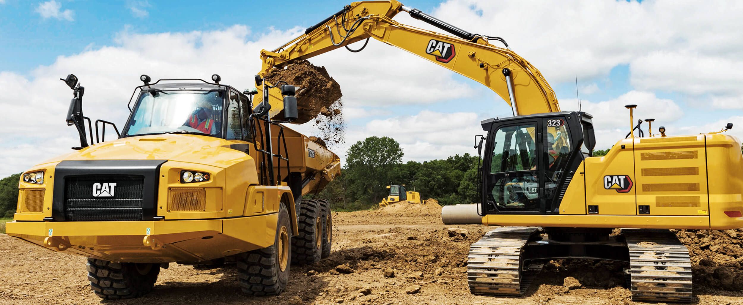 Excavator picking up dirt on a jobsite