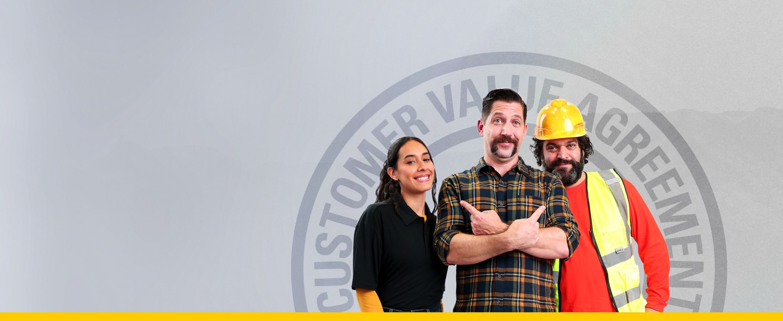 the CVA team in front of a Customer Value Agreement logo