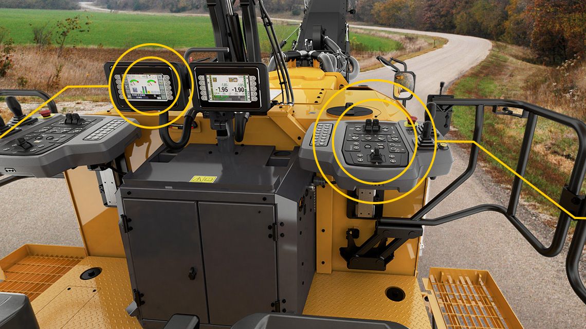 Cold planer consoles with circle graphics