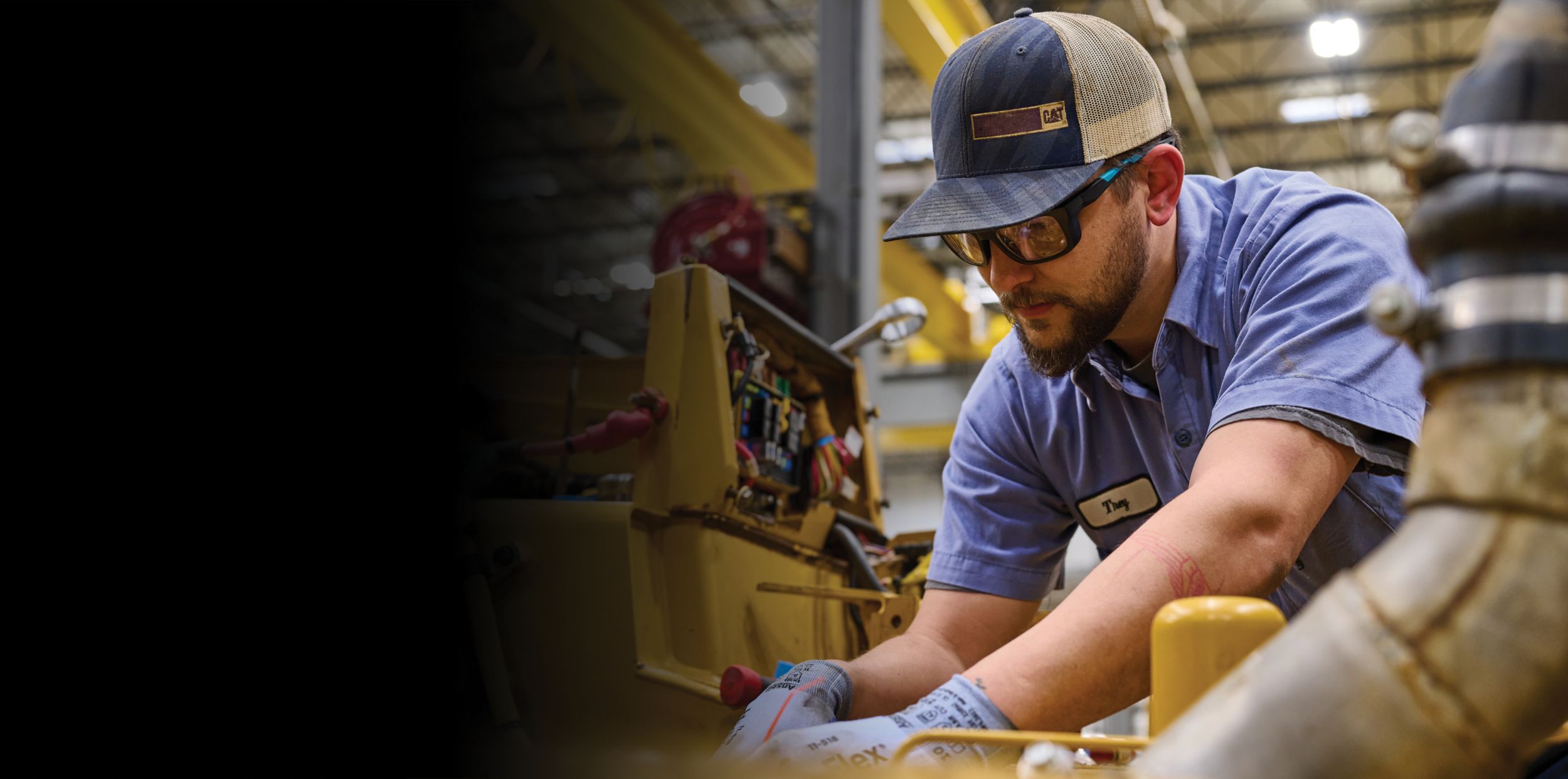 Construction worker looking straight ahead