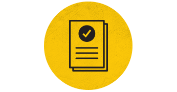 paper with check mark icon on yellow circle