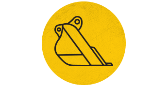bucket attachment icon on yellow circle