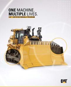 One Machine. Multiple Lives. Cat certified rebuild program brochure featuring a Cat dozer