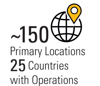 ~150 Primary Locations in 25 Countries With Operations