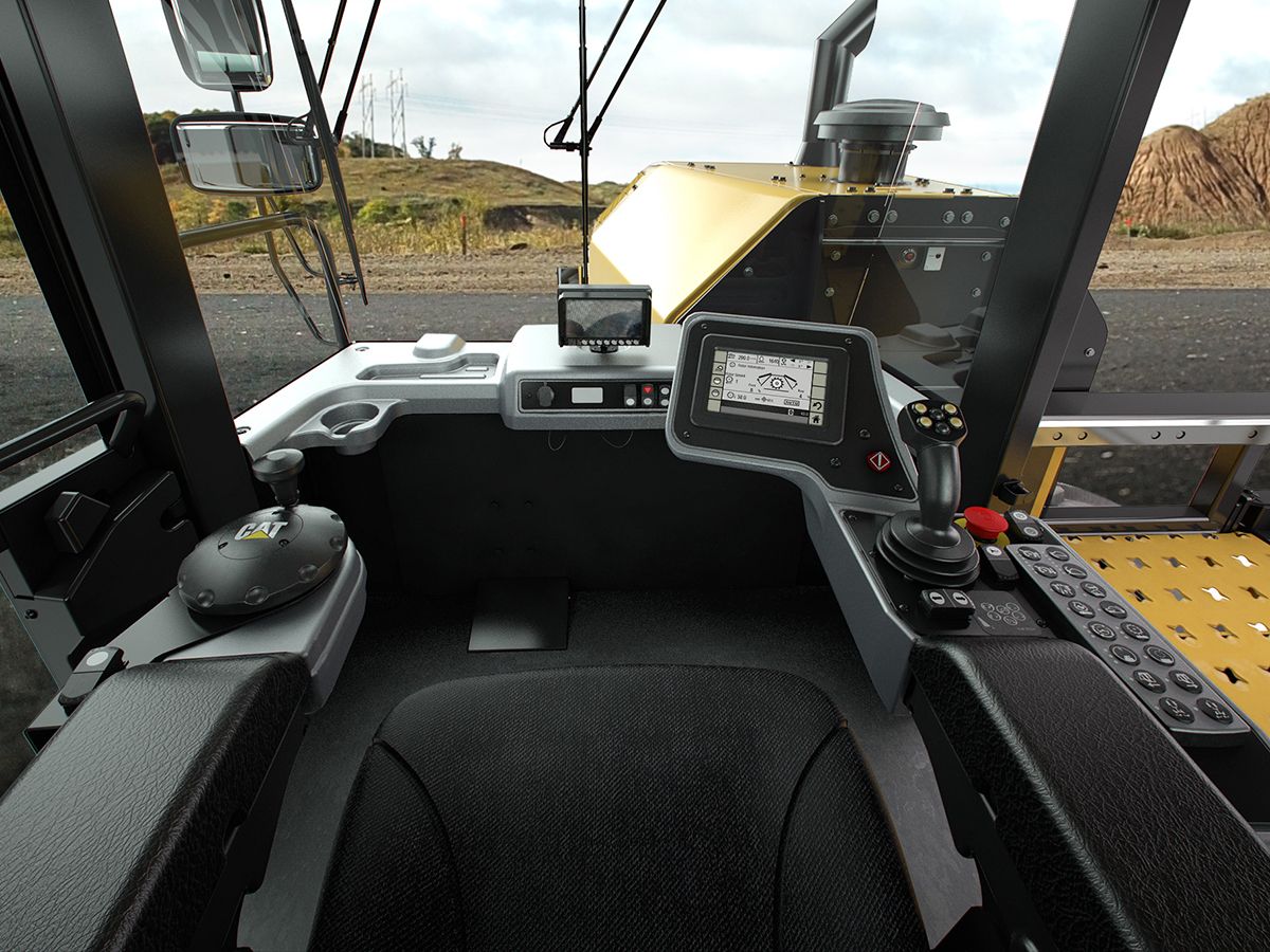 Operator controls on the Cat RM500 road reclaimer/soil stabilizer