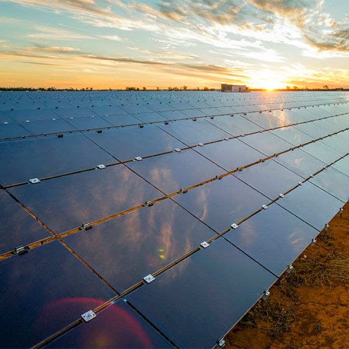 A bank of solar panels