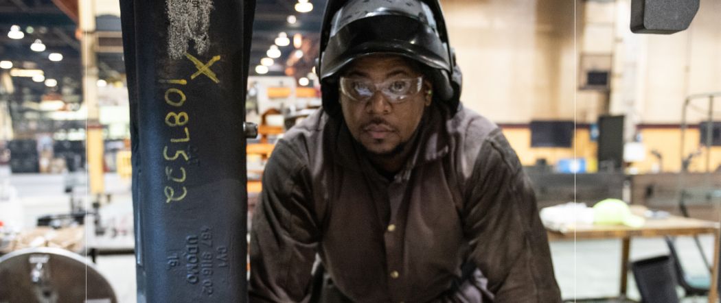 A male employee on the production floor