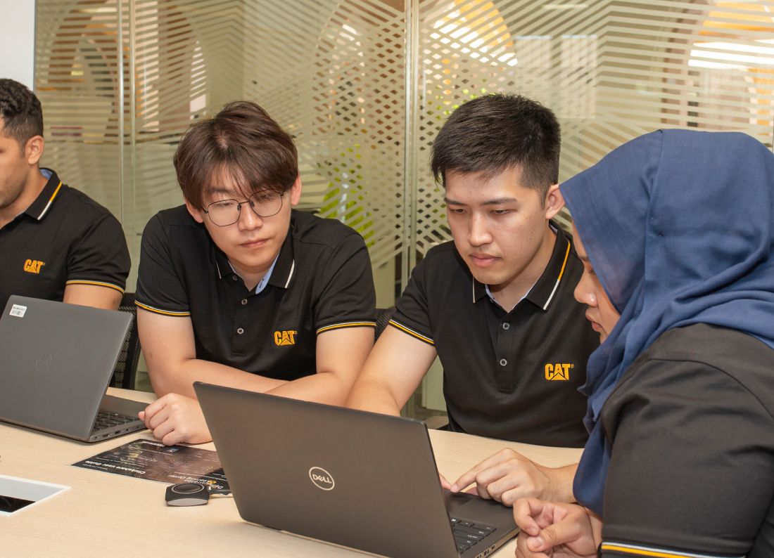 A group of employees having a meeting
