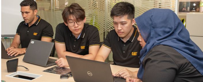 A group of employees having a meeting