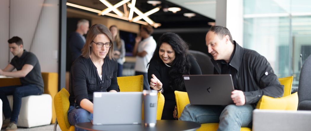Employees having a meeting