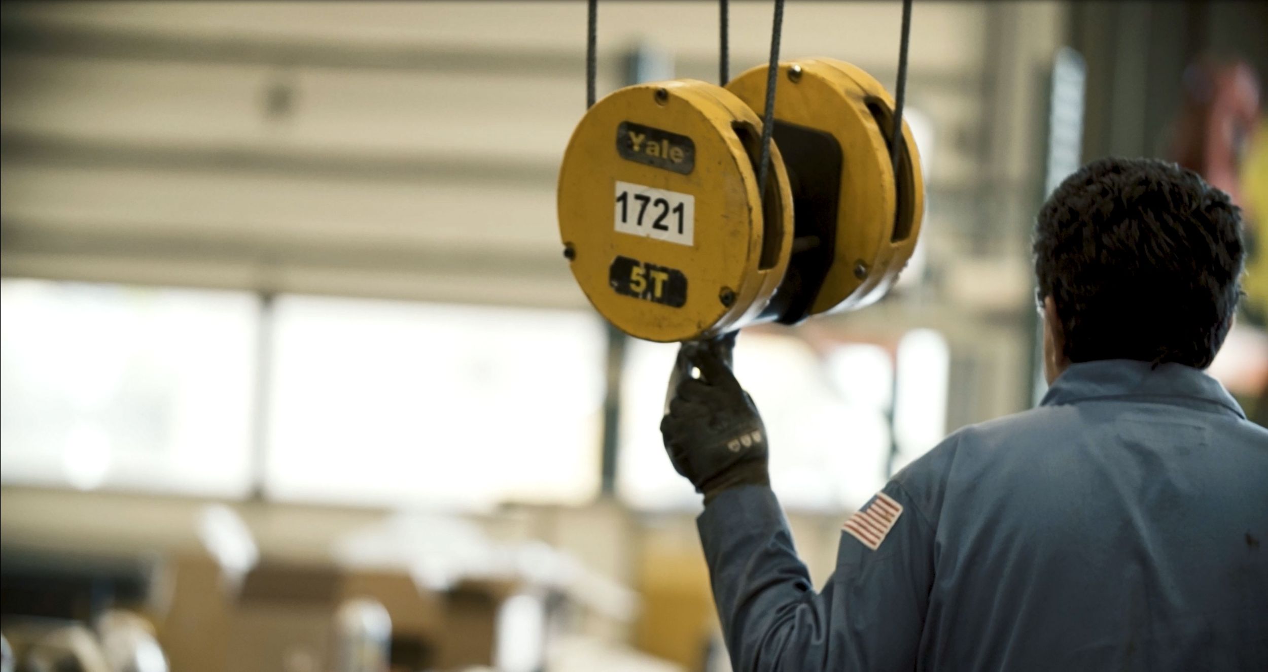 Man working with a crane