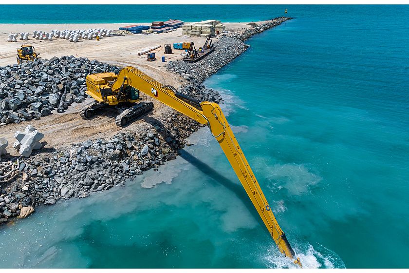 Cat® 395 LRE Hydraulic Excavator &#8211; Reinforcements in the front linkage and frame allow digging power at a distance without sacrificing durability. A heavier counterweight than equivalent standard reach excavators provides greater stability. Get added versatility with optional tool control for select hydro-mechanical tools