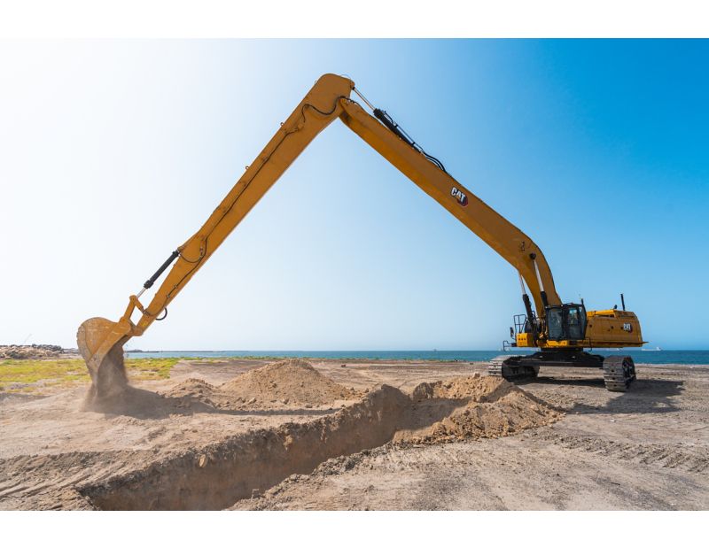 Cat® 395 LRE Hydraulic Excavator - Whether cleaning ditches, canals, and waterways, or doing heavierduty work like dredging and longdistance excavation, count on Cat® next-generation super long reach and long reach excavation excavators to expand how you work.