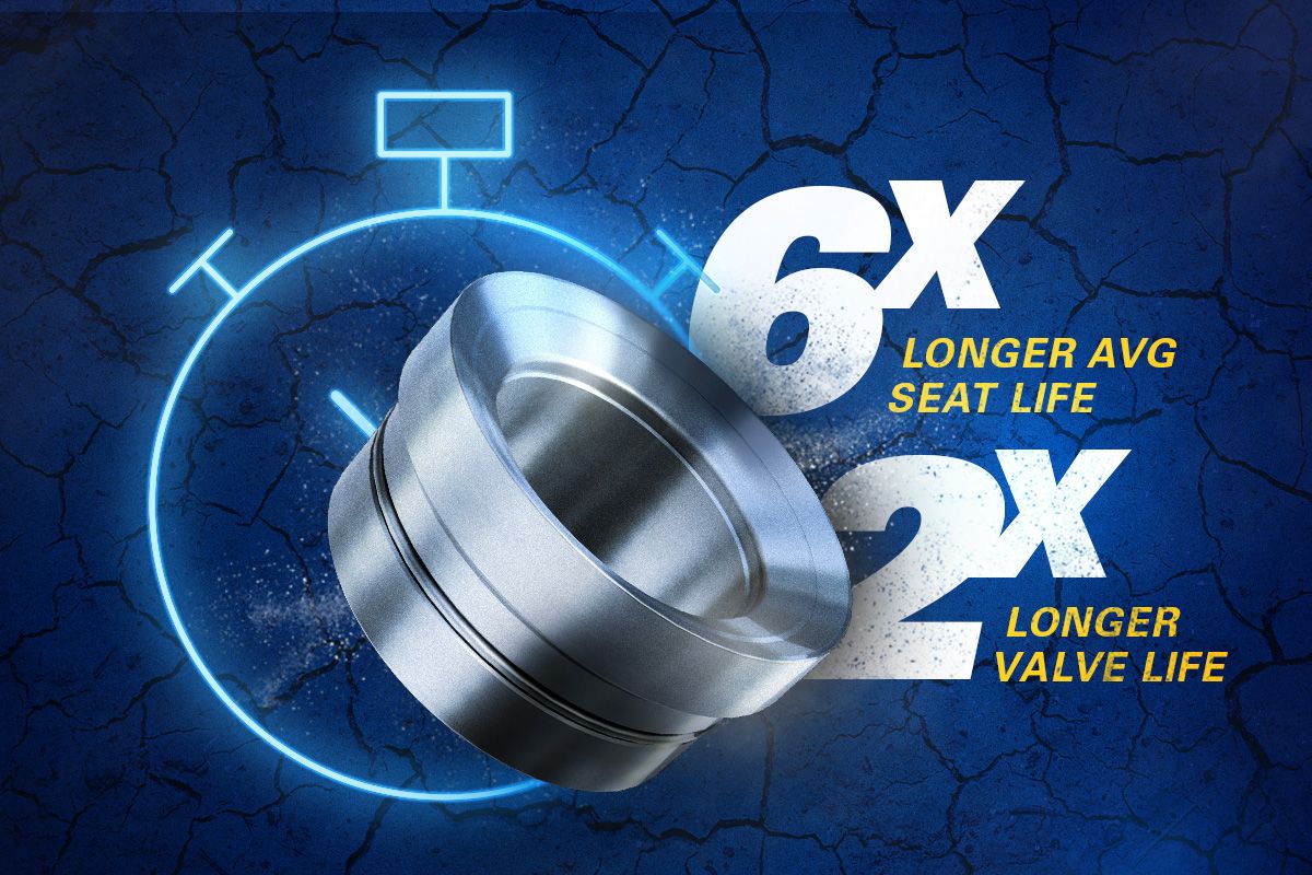 EdgeX Performance Infographic that says 6 Times Longer Avg Seat Life and 2 Times Longer Valve Life
