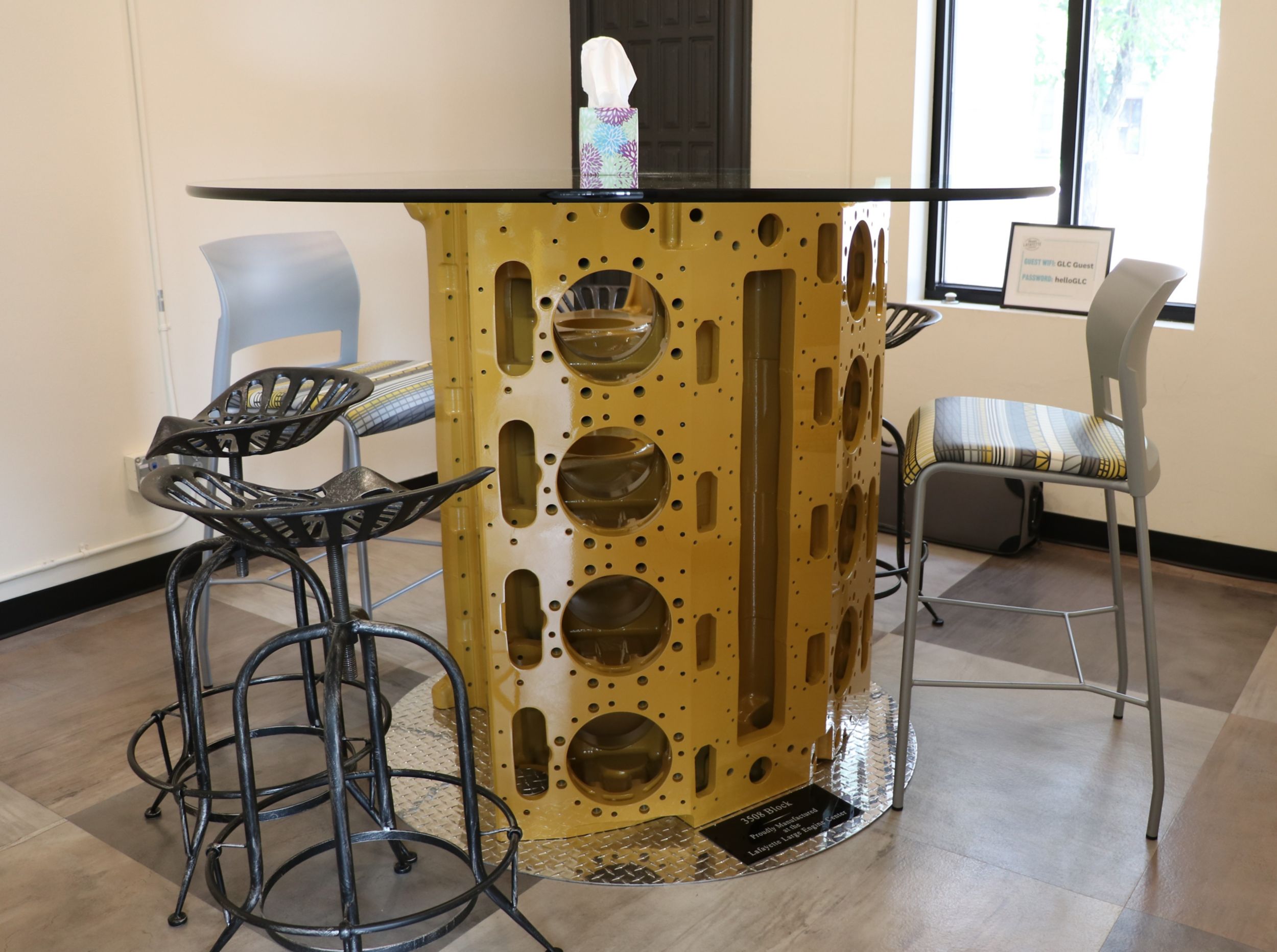 A table made from a Cat 3508 engine block