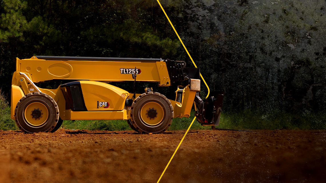 Telehandler with arrow graphic