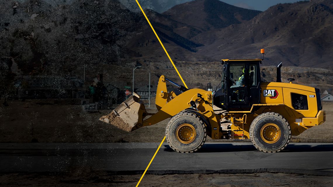 Small wheel loader with arrow graphic
