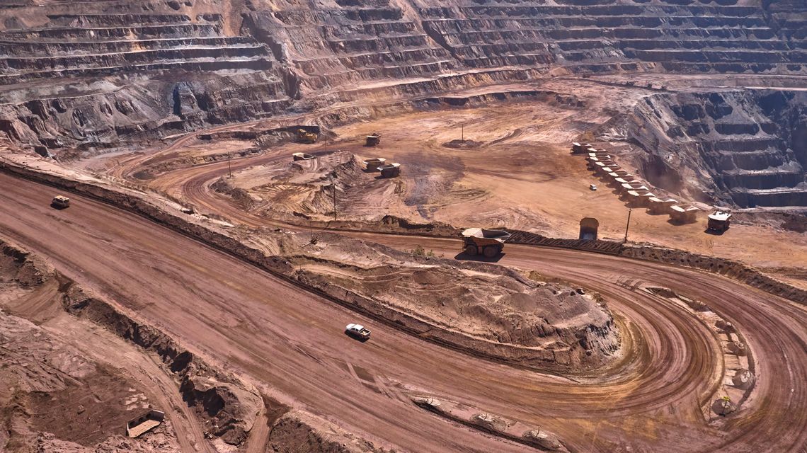 Birds-eye view of mining site