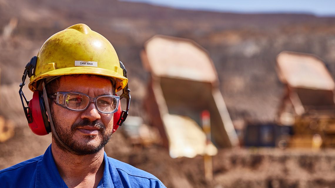 Mean wearing PPE at mining site