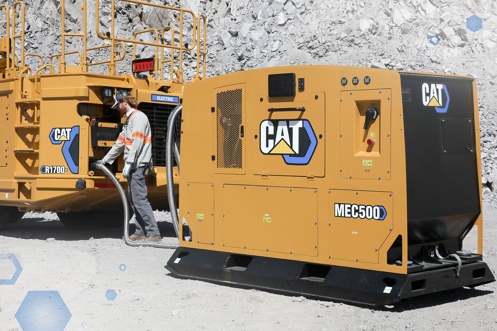 Operator using a MEC500 charger on a R1700 XE Machine