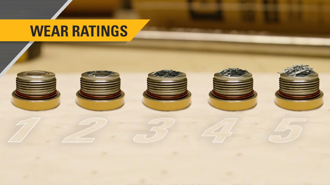 drive train magnetic plugs and their wear rating levels