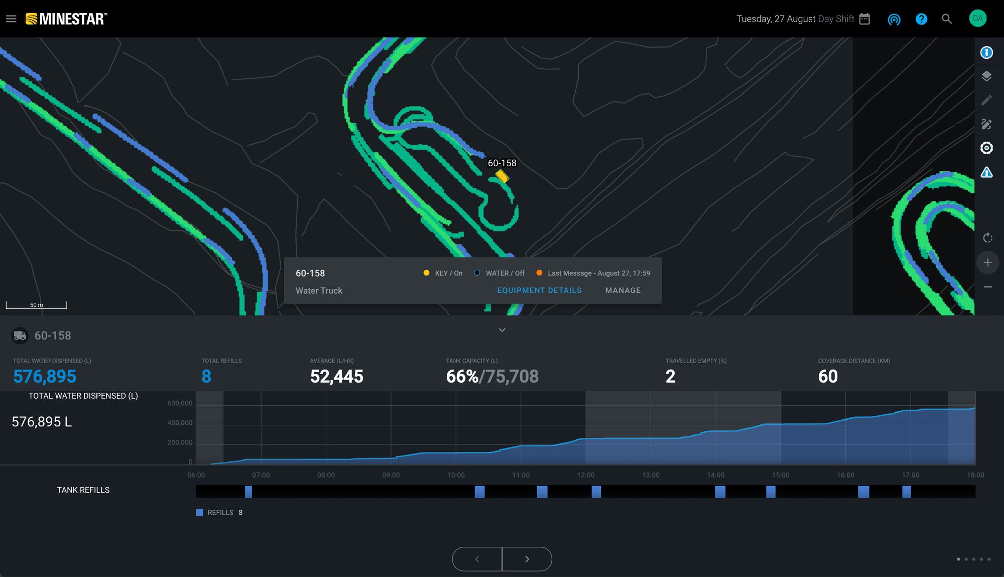 MineStar dashboard for Cat WDS