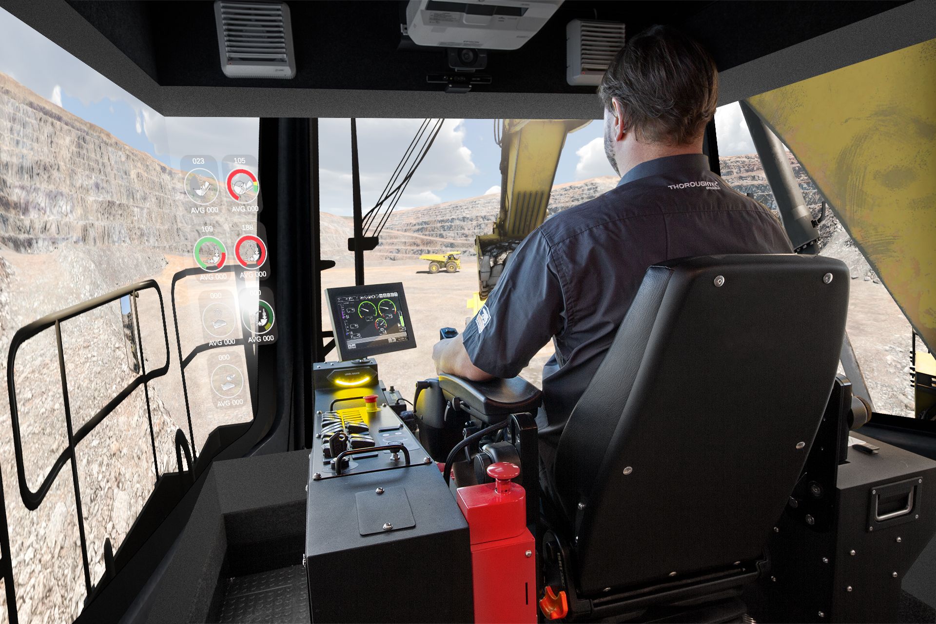 Man operating Cat simulator