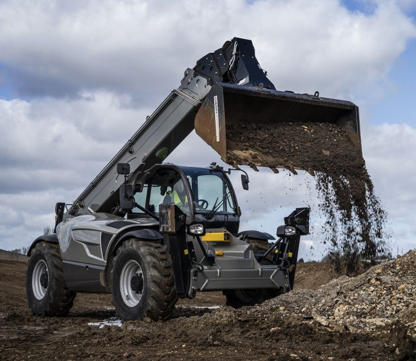 Hybrid powered machine in use