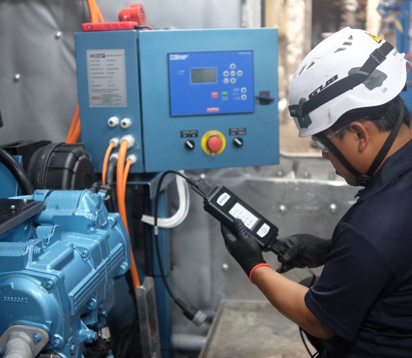 Perkins® E44 engine is installed