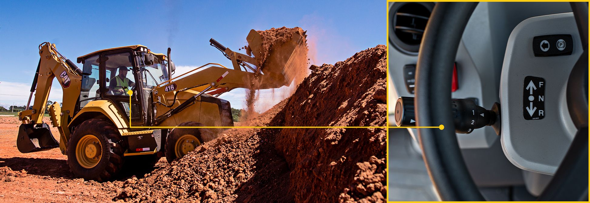 Retroescavadeira 416 e mudança de marcha