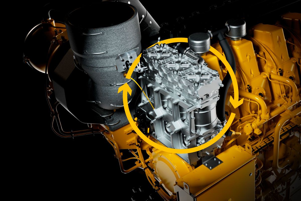 Cat engine cutaway showing the closed crankcase