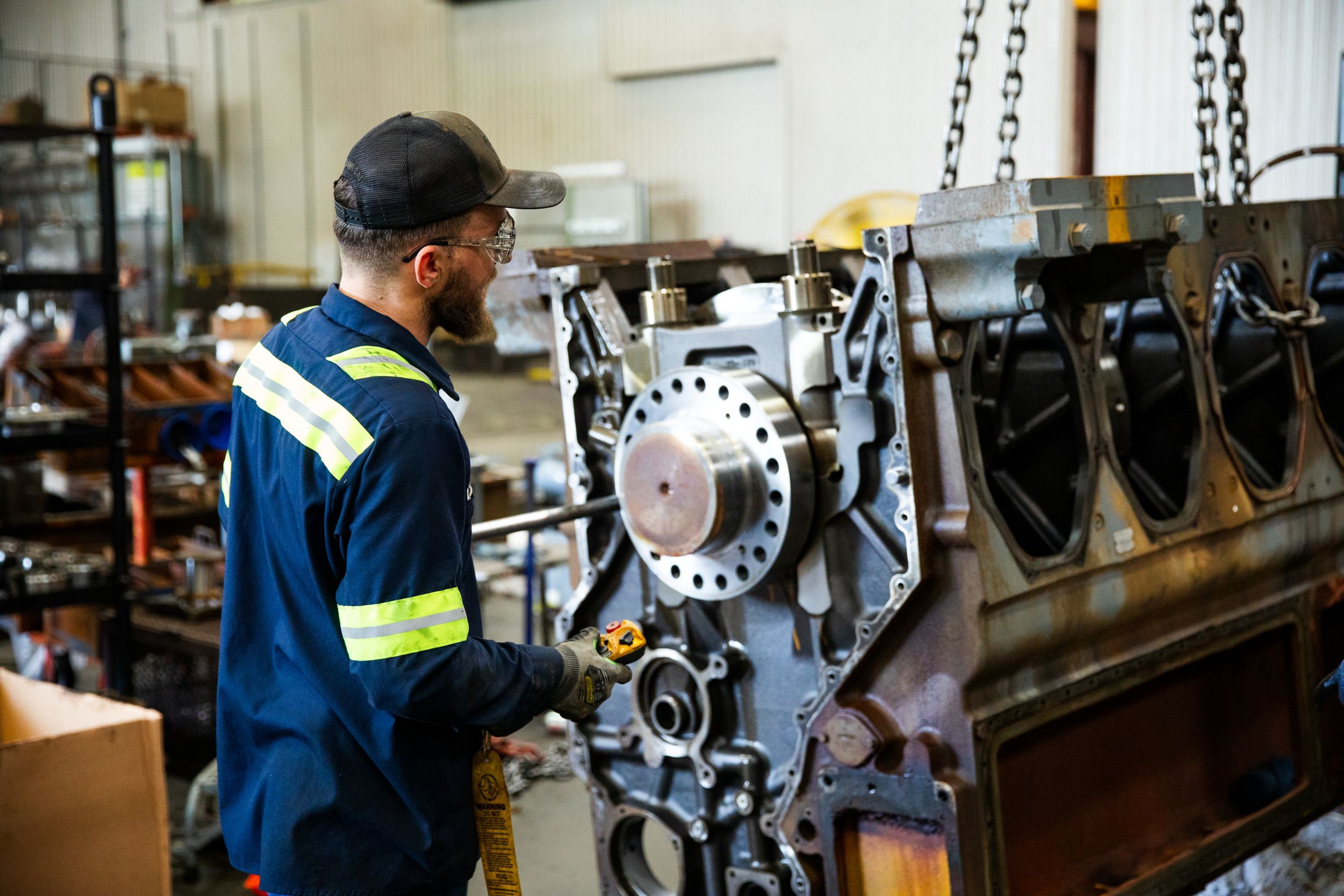 Technician assembling a Cat Dealer product
