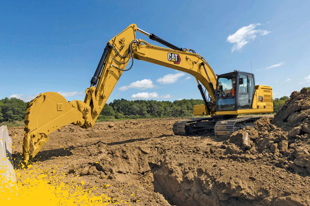 escavadeira média cavando um buraco