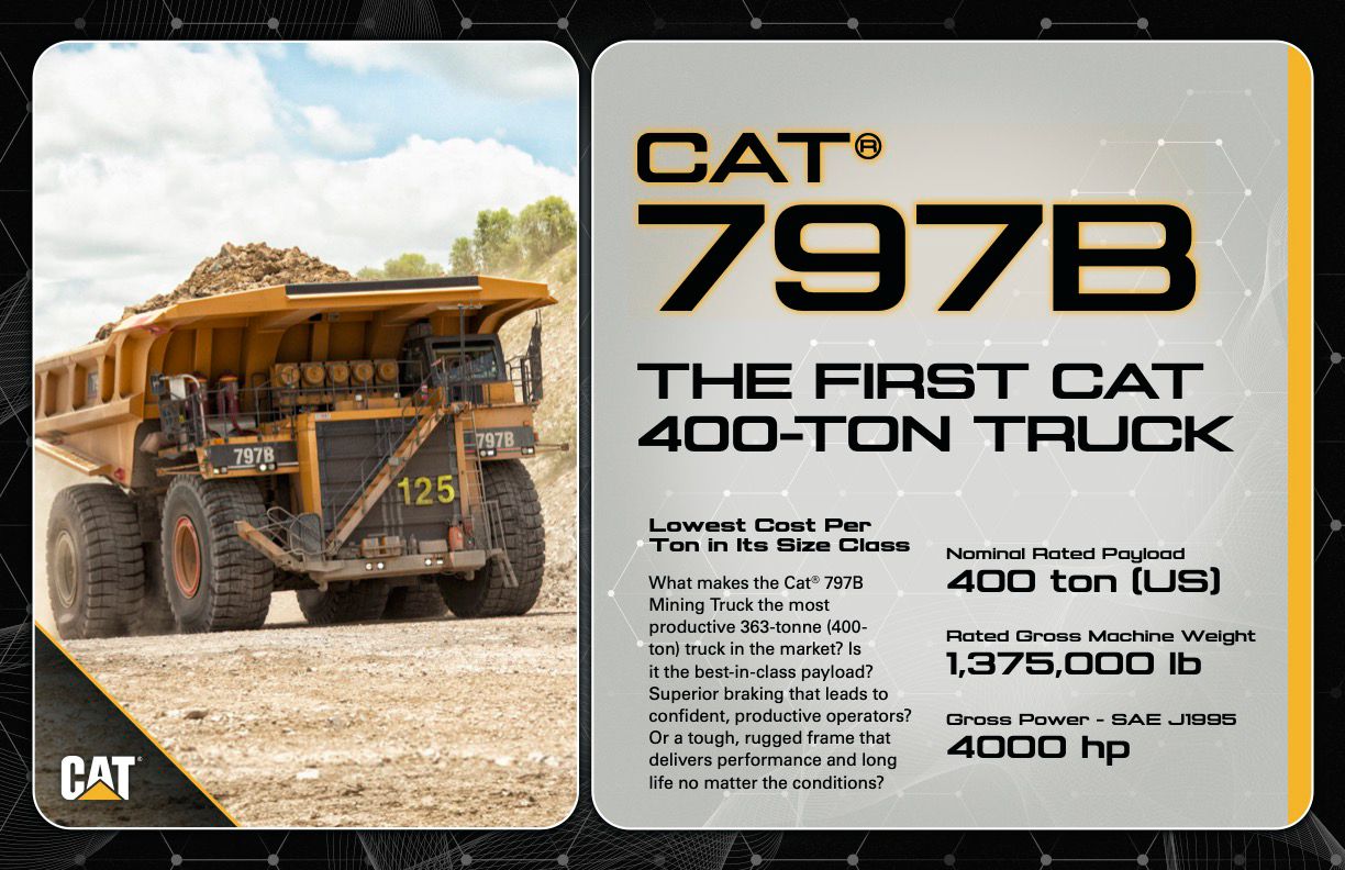 Cat 797B spec sign from Cat Trial 14: After Hours
