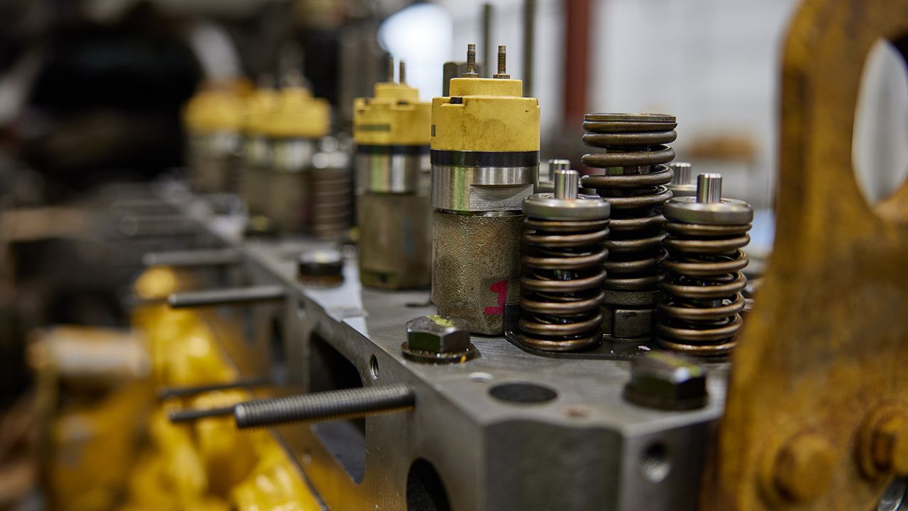 a Cat truck engine ready to be worked on