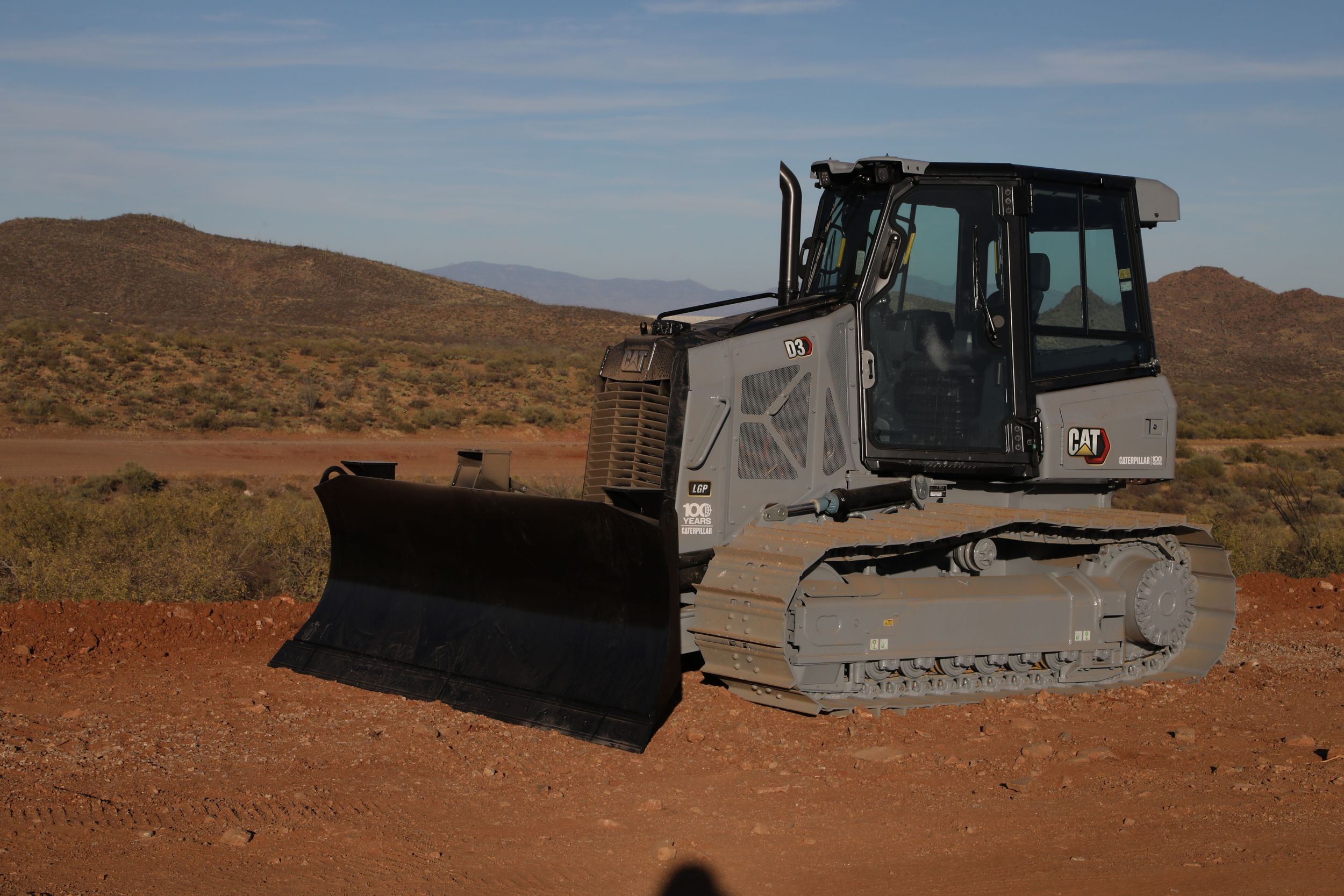 Cat D3 Small Track Type Tractor in “Centennial Grey.”