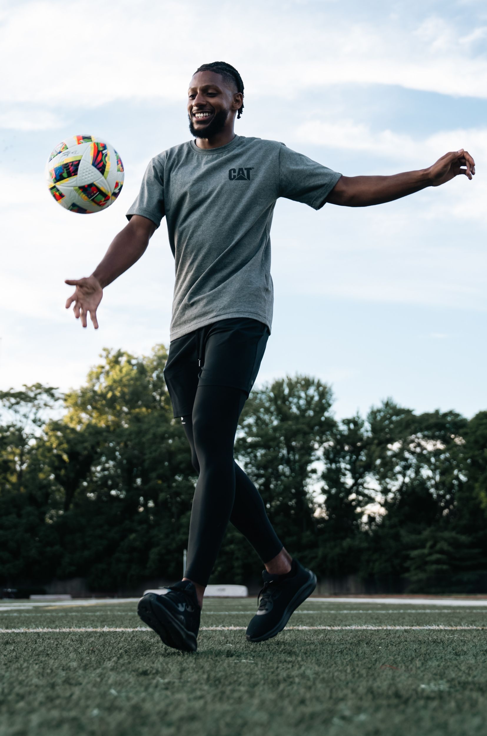 Steven gets ready to train with a little juggling.