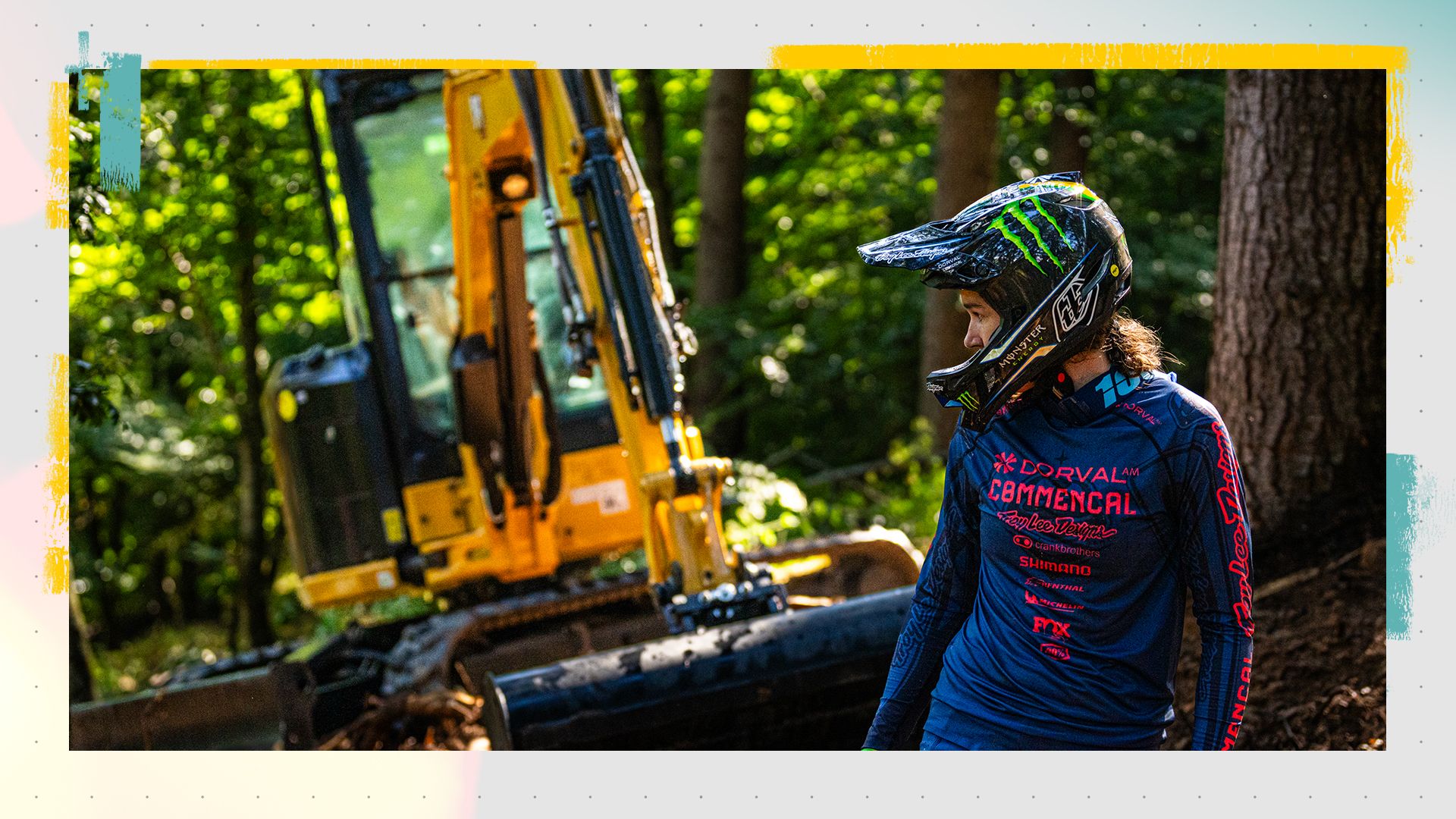 Camille Balanche standing in front of a Cat machine
