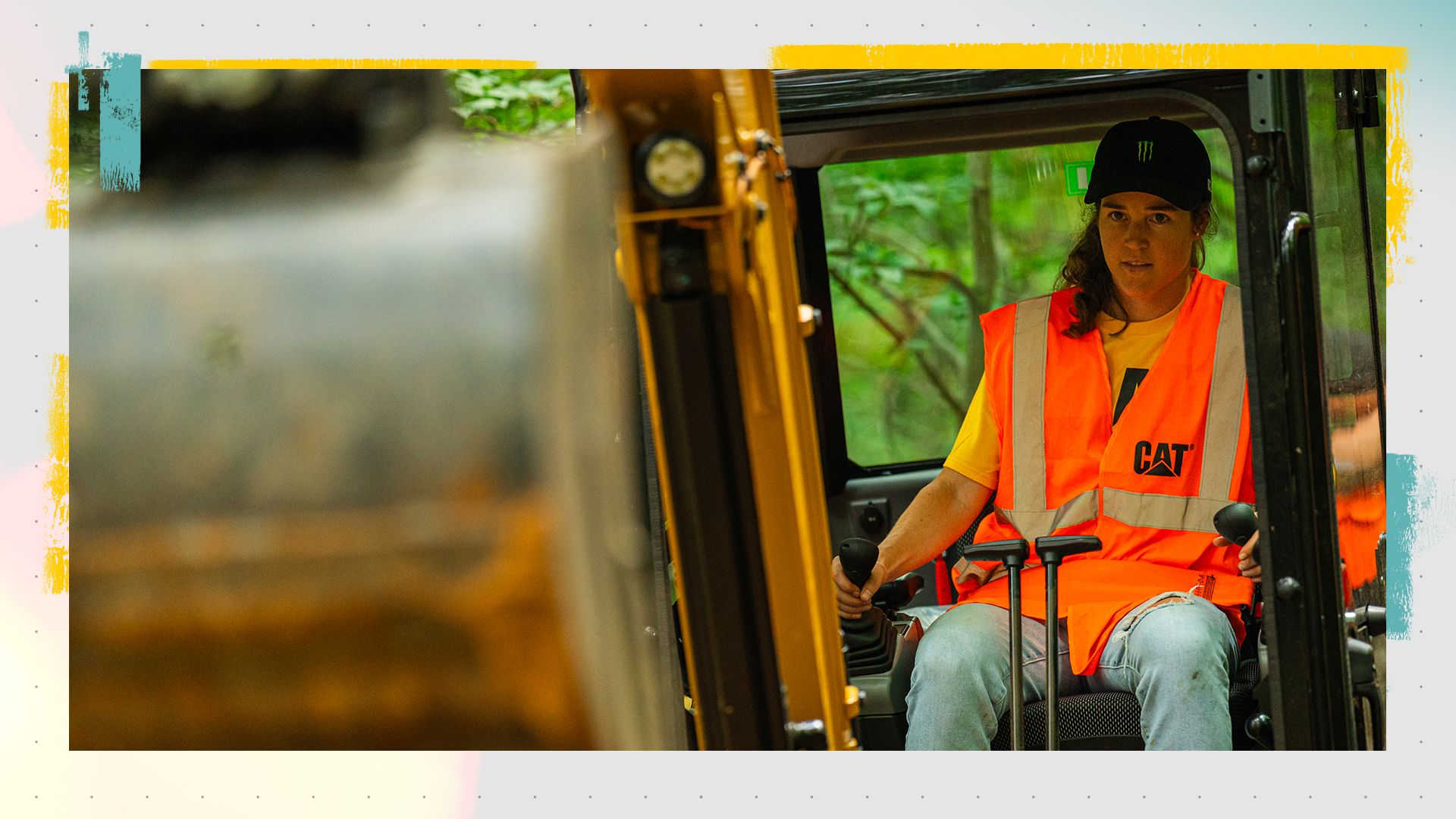 Camille Balanche operating a Cat machine