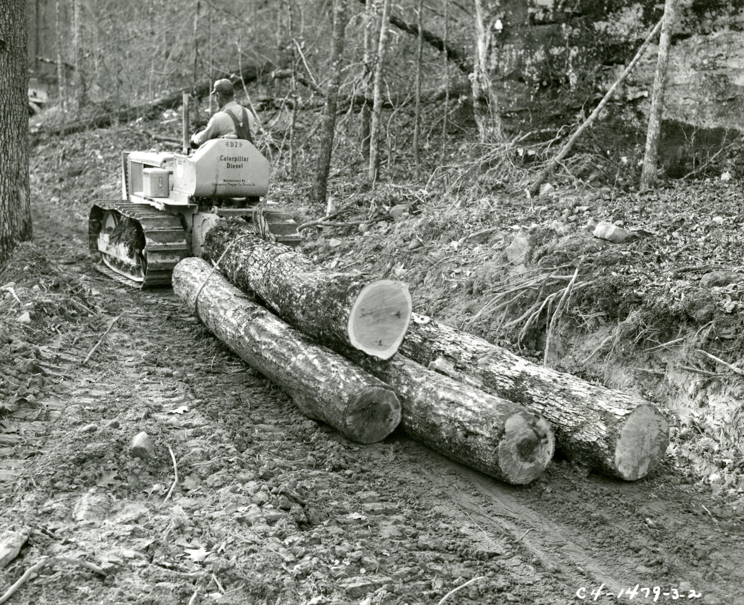 Caterpillar D2 Track-Type Tractor working in the William B. Bankhead National Forest in Alabama, November 23, 1956.