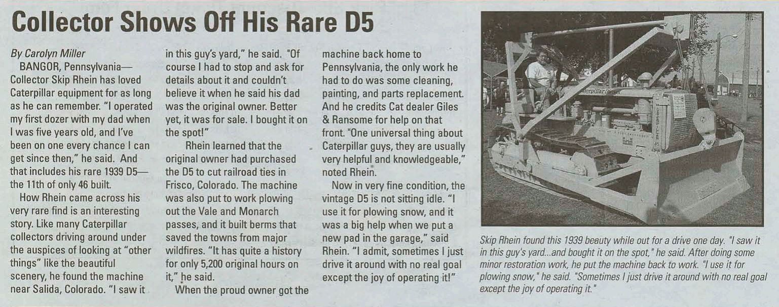 newspaper clipping about a restored D5
